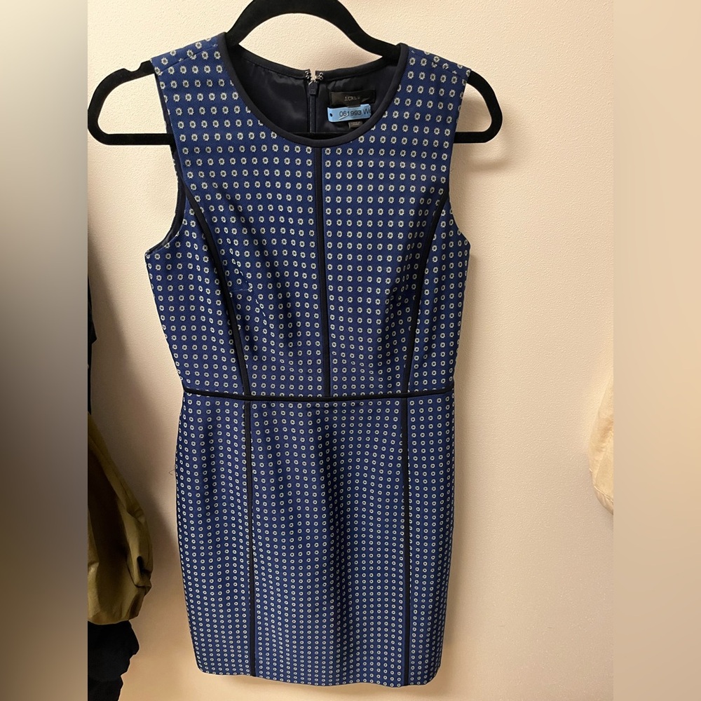 J. Crew Navy Geometric Midi Dress